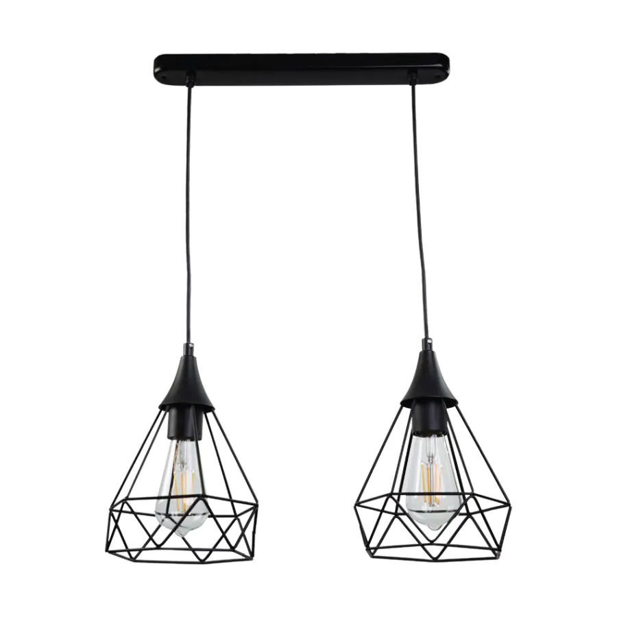 InLight Κρεμαστό φωτιστικό από μαύρο μέταλλο 2XE27 D:40cm 4024-2-BL-RAIL