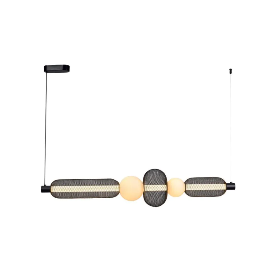 Κρεμαστό φωτιστικό από μαύρο μέταλλο και γυαλί 28W 4408LM 3000K D:1m 4073