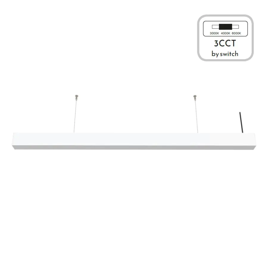InLight Κρεμαστό φωτιστικό LED 50W 3CCT By Switch από αλουμίνιο σε λευκή απόχρωση D:150cm 6072-150-WH