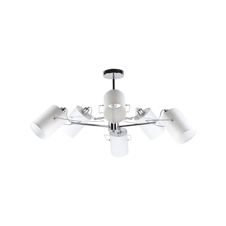 Φωτιστικό Οροφής 94xH20cm Λευκό Υφασμάτινο-Χρωμέ Βάση 6xE14 Homelighting Shiro 77-8101