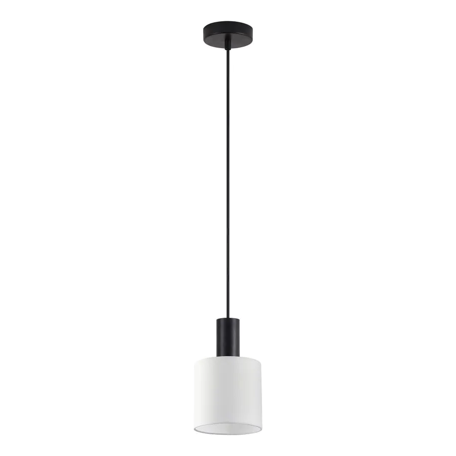 SE21-BL-4-SH1 ADEPT TUBE Black Pendant White Fabric Shade+ HOMELIGHTING 77-8505