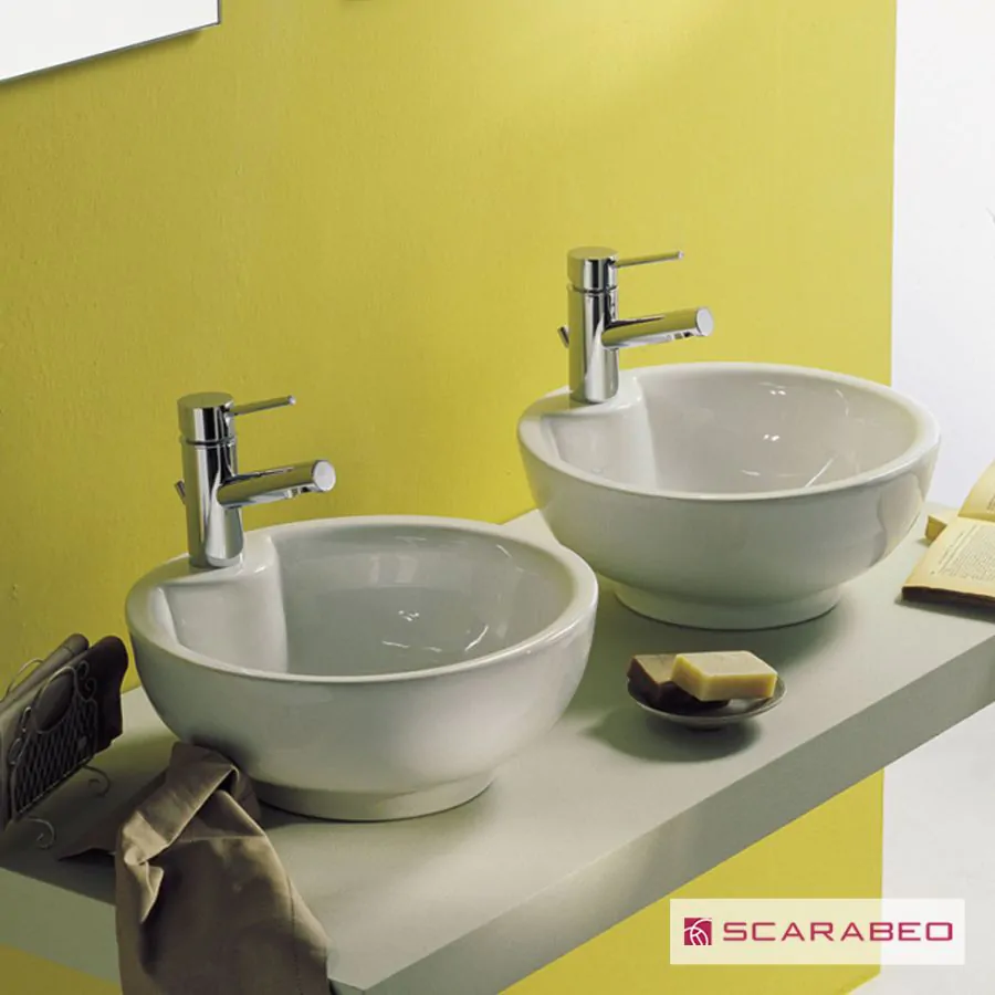 Νιπτήρας Πορσελάνης Luna 40φ (1 οπή) Scarabeo White 8003-300