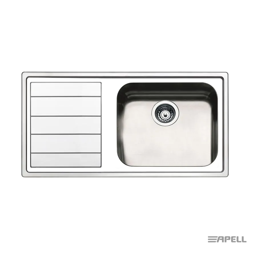 Νεροχύτης Κουζίνας Ανοξείδωτος Linear 100x50 Αpell Inox Λείο left  8515L-110