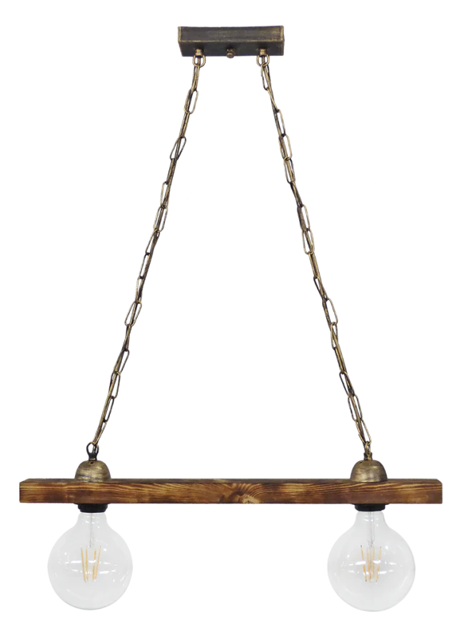 Ράγα μοντέρνο φωτιστικό Ε/27 RAGA 2L CHAIN WOOD Heronia 30-0065