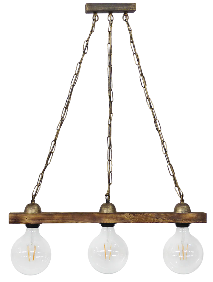 Ράγα μοντέρνο φωτιστικό Ε/27 RAGA 3L CHAIN WOOD Heronia 30-0066