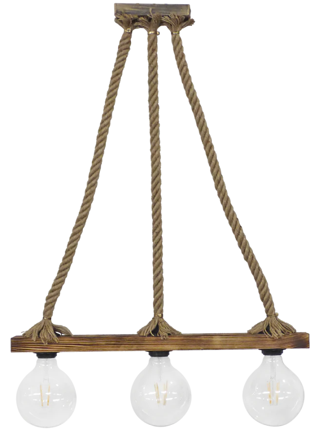 Ράγα μοντέρνο φωτιστικό Ε/27 RAGA 3L ROPE WOOD Heronia 31-1223