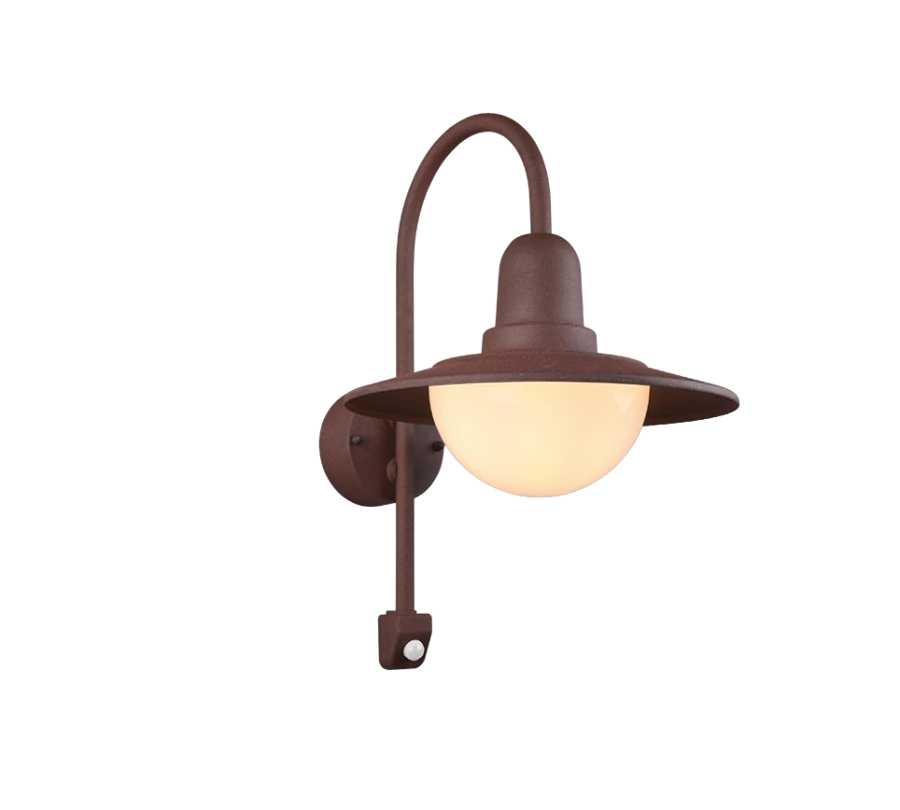 Επιτοίχιο Φωτιστικό με Καπέλο 30xH45cm Χρώμα Σκουριάς  Εξ.Χώρου 1xE27 Trio Lighting Norman 207269124