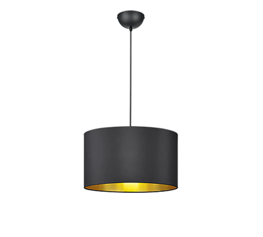 Κρεμαστό Φωτιστικό 40xH150cm Μονόφωτο 1xE27 Μαύρο Υφασμάτινο Καπέλο Trio Lighting Hostel 308200179