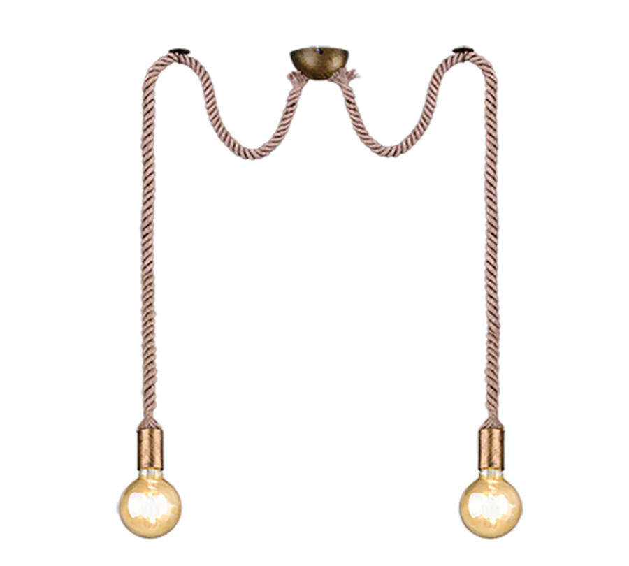 Κρεμαστό Φωτιστικό 12xH150cm Δίφωτο 2xE27 Μπρονζέ- Σχοινί Trio Lighting Rope 310100204