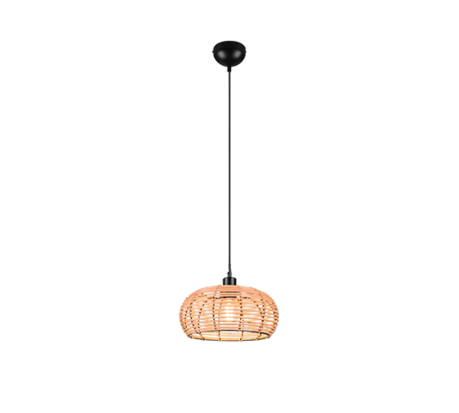 Κρεμαστό Φωτιστικό 29xH150cm Μονόφωτο 1xE27 Φυσικό Ράταν Trio Lighting Inga 312200136