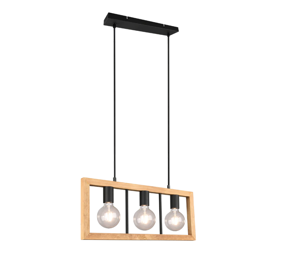 Μοντέρνο Κρεμαστό Φωτιστικό Τρίφωτο Ράγα L60xH150cm 3xE27 Μαύρο-Μπεζ Trio Lighting Agra 313800332