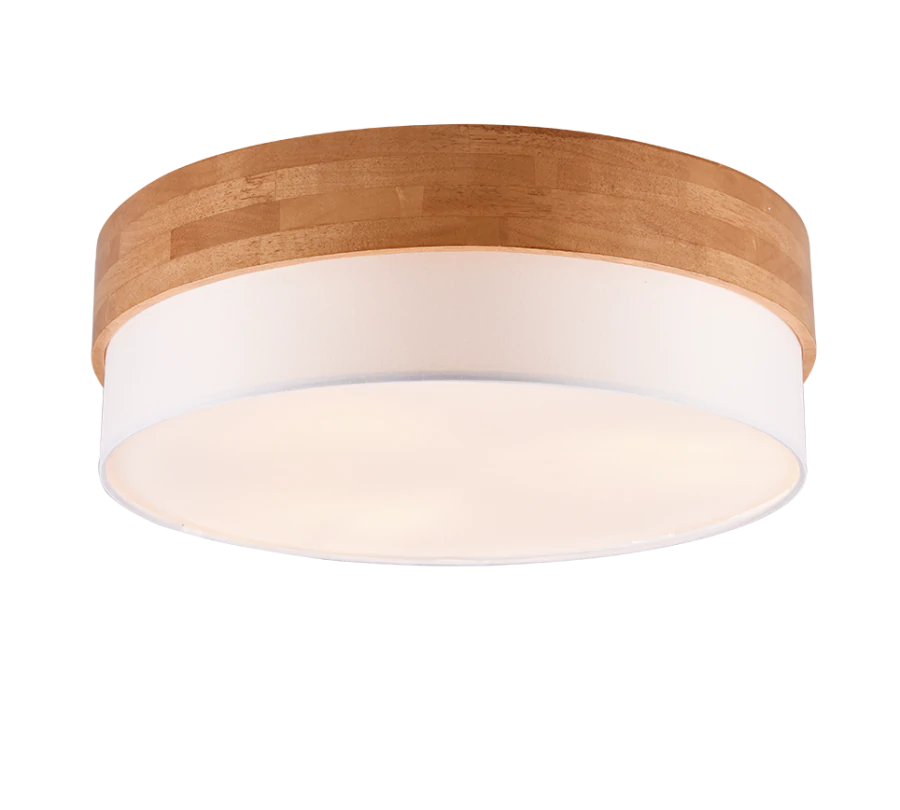 Μοντέρνα Ξύλινη Πλαφονιέρα Οροφής 50xH22cm 3xE27 Καφέ-Λευκό Trio Lighting Seasons 611500301