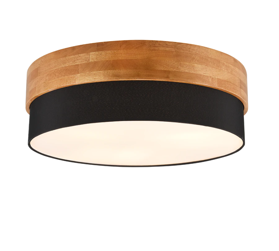 Μοντέρνα Ξύλινη Πλαφονιέρα Οροφής 50xH22cm 3xE27 Καφέ-Μαύρο Trio Lighting Seasons 611500302