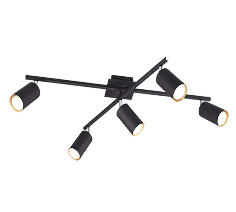 Φωτιστικό Οροφής Σποτ Μαύρο Ματ 77xH22cm Πεντάφωτο 5xGU10 Trio Lighting Marley 612400532