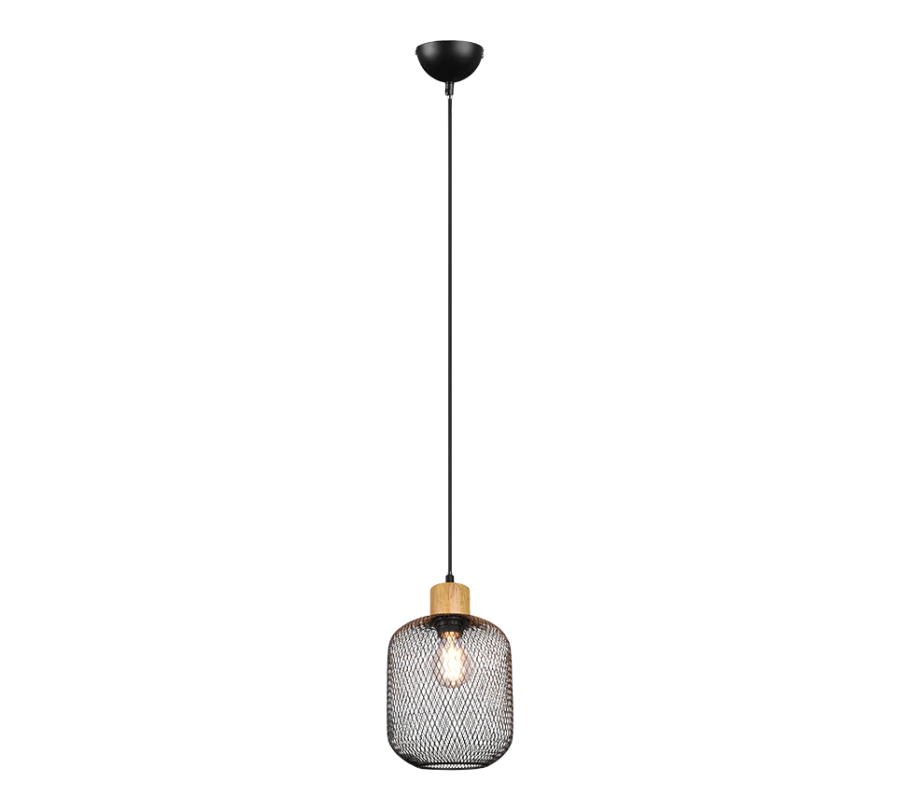 Κρεμαστό Vintage Φωτιστικό 18xH150cm Μονόφωτο 1xE27 Μαύρο Ματ Trio Lighting Calimero R30561032