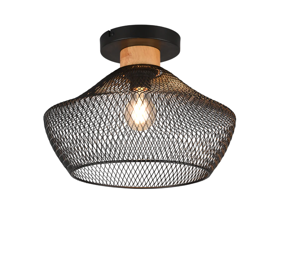 Πλαφονιέρα Οροφής Vintage 35xH26cm 1xE27 Μαύρο Ματ Trio Lighting Valeria R61281032
