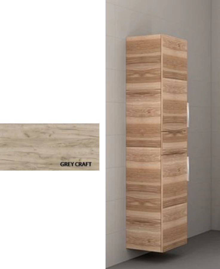 Στήλη Κρεμαστή Π35xΥ177xΒ35 εκ.Μελαμίνη Απόχρωση Grey Craft,2 Ντουλάπια-Συρτάρι- Καλάθι Απλύτων Savvopoulos Pillar 925524-8002