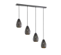 Κρεμαστό Φωτιστικό Ανθρακί Τετράφωτη Ράγα 90xH150cm 4xE27 Trio Lighting Onyx 301300442