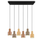 Φωτιστικό Κρεμαστό Εξάφωτο Ράγα L85x27xH150cm 6xE27 Μέταλλο Μαύρο Ματ- Αμπαζούρ Καφέ Trio Lighting Agudo 319400617