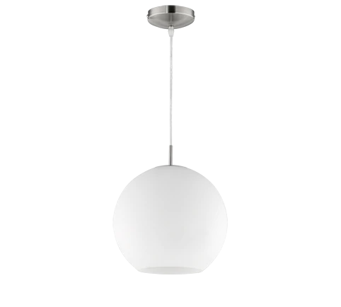 Κρεμαστό Φωτιστικό 30xH150cm Μονόφωτο 1xE27 Νίκελ-Λευκό Γυαλί Trio Lighting Moon R30153007